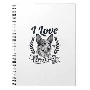 Ik hou van mijn Cattle Dog Vintage Gravure Ontwerp Notitieboek