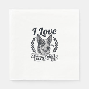 Ik hou van mijn Cattle Dog Vintage Gravure Ontwerp Servet