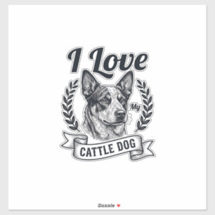Ik hou van mijn Cattle Dog Vintage Gravure Ontwerp Sticker