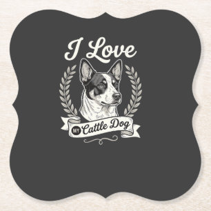 Ik hou van mijn Cattle Dog Vintage hondenliefhebbe Kartonnen Onderzetters