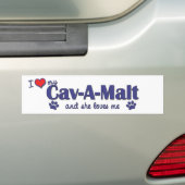 Ik hou van mijn Cav-A-Malt (Vrouw Dog) Bumpersticker (Op auto)