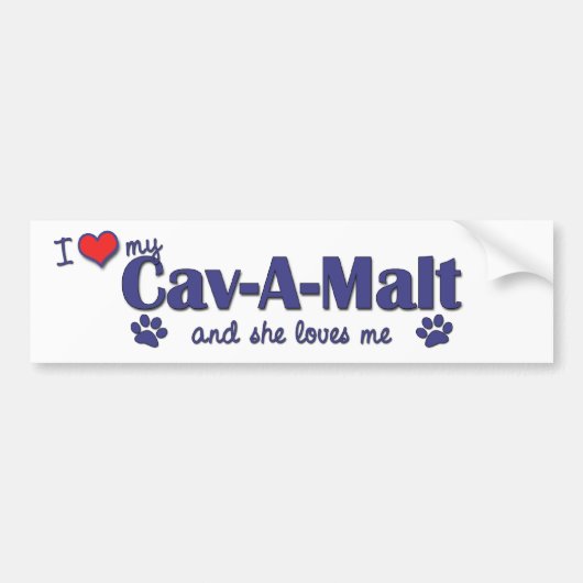 Ik hou van mijn Cav-A-Malt (Vrouw Dog) Bumpersticker (Voorkant)