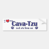 Ik hou van mijn Cava-Tzu (Vrouw Dog) Bumpersticker (Voorkant)