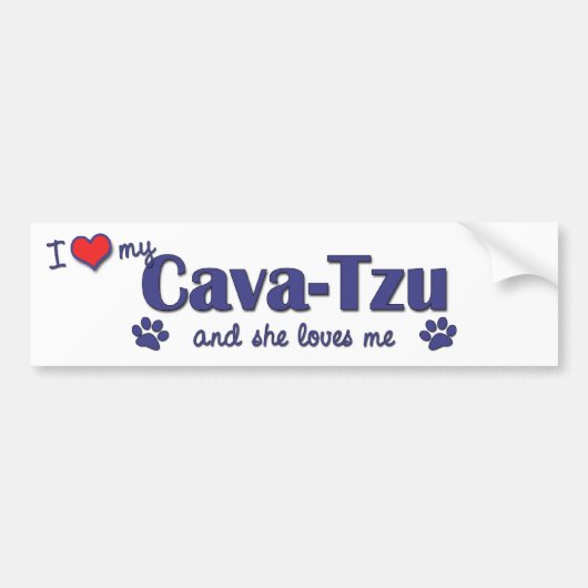 Ik hou van mijn Cava-Tzu (Vrouw Dog) Bumpersticker (Voorkant)