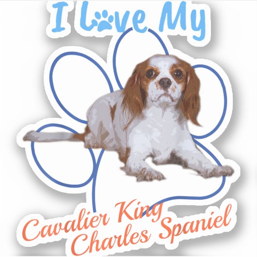 Ik hou van mijn Cavalier King Charles Spaniel Hond Sticker (Voorkant)