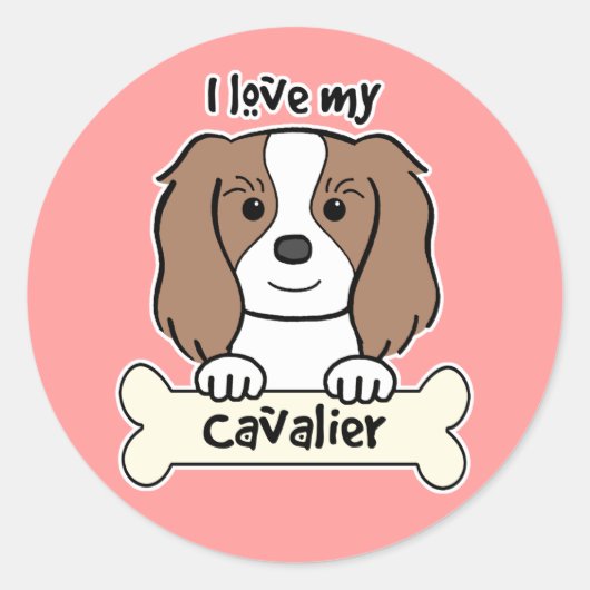 Ik hou van mijn Cavalier King Charles Spaniel Ronde Sticker (Voorkant)