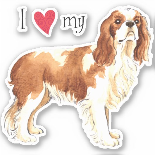 Ik hou van mijn Cavalier Vinyl Sticker (Voorkant)