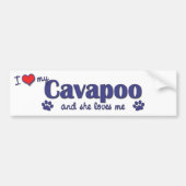 Ik hou van mijn Cavapoo (Vrouw Dog) Bumpersticker (Voorkant)