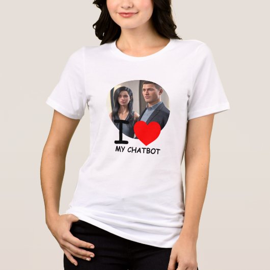 ❤️Ik hou van mijn chatbot Maak eigen foto Tri-Blend Shirt (Voorkant)
