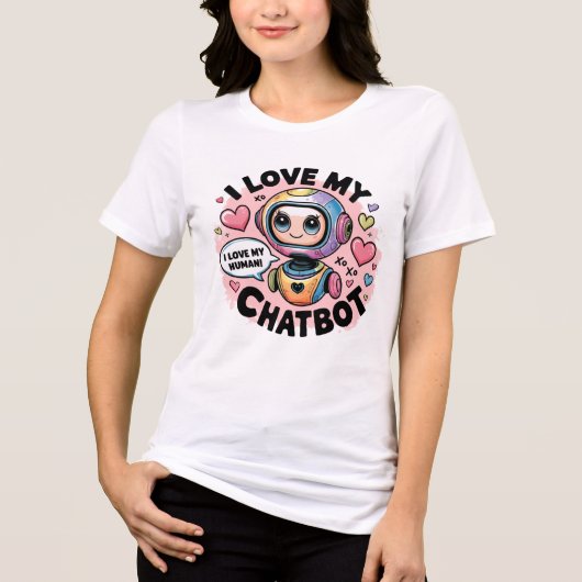 ❤️Ik hou van mijn chatbot Schattigee metgezel meme Tri-Blend Shirt (Voorkant)