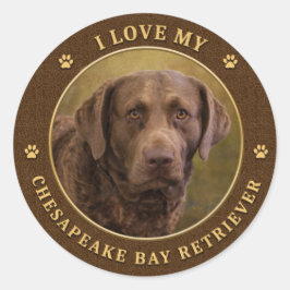 Ik hou van mijn Chesapeake Bay Retriever Ronde Sti Ronde Sticker