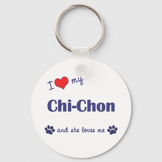 Ik hou van mijn Chi-Chon (Vrouw Dog) Sleutelhanger (Voorkant)