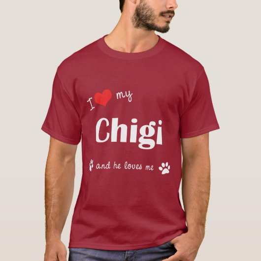 Ik hou van mijn chigi (Mannelijke hond) T-shirt (Voorkant)