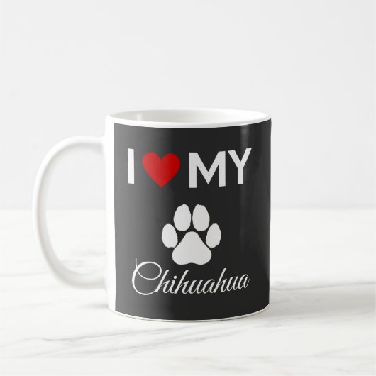 Ik hou van mijn Chihuahua aangepaste tekst Koffiemok (Links)