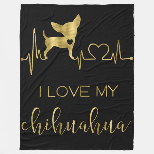 Ik hou van mijn Chihuahua Black Fleece Blankets (Voorkant)