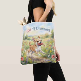 Ik hou van mijn Chihuahua boodschappentas Tote Bag