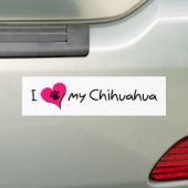 Ik hou van mijn Chihuahua Bumpersticker (Op auto)