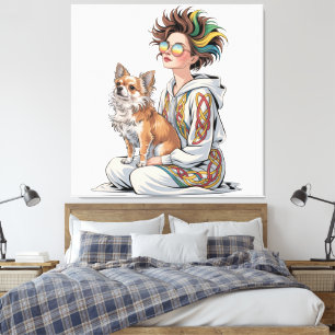 ik hou van mijn chihuahua canvas afdruk