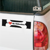 Ik hou van mijn Chihuahua - Dog Bone Bumpersticker (Op Truck)