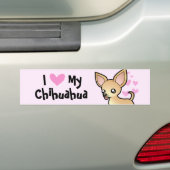 Ik hou van mijn Chihuahua (gladde jas) Bumpersticker (Op auto)