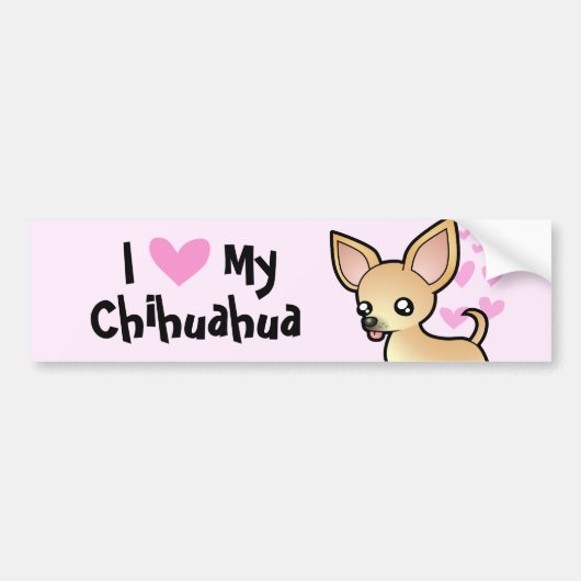 Ik hou van mijn Chihuahua (gladde jas) Bumpersticker (Voorkant)