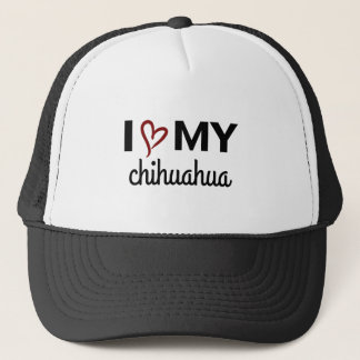 Ik hou van mijn Chihuahua-hoed (zwart) Trucker Pet