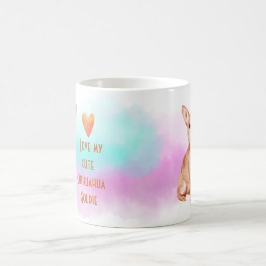 Ik hou van mijn Chihuahua Naam Aangepaste Cartoon  Koffiemok (Center)