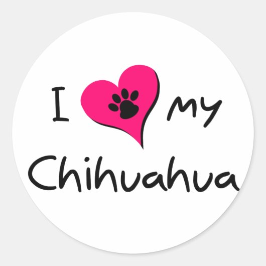Ik hou van mijn Chihuahua Ronde Sticker (Voorkant)