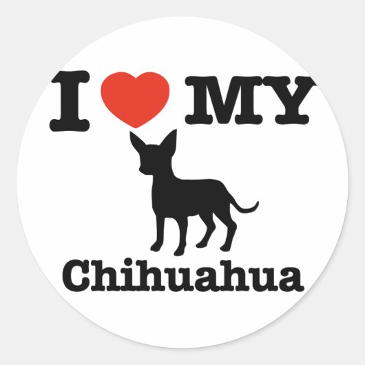 Ik hou van mijn Chihuahua Ronde Sticker (Voorkant)