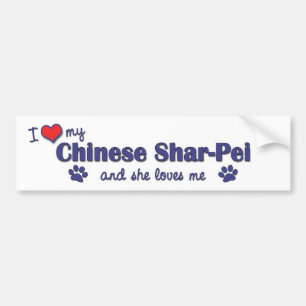 Ik hou van mijn Chinees Shar-Pei (Vrouw Dog) Bumpersticker