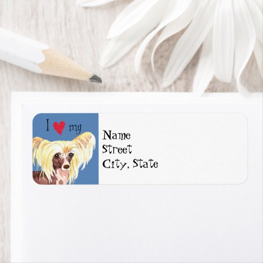 Ik hou van mijn Chinese Crested Etiket (Insitu)