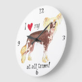 Ik hou van mijn Chinese Crested Grote Klok (Hoek)