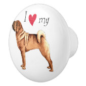 Ik hou van mijn Chinese Shar-Pei Keramische Knop (Rechts)