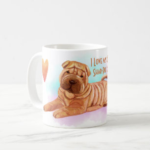 Ik hou van mijn Chinese Shar-Pei Name Custom Carto Koffiemok