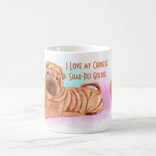 Ik hou van mijn Chinese Shar-Pei Name Custom Carto Koffiemok (Center)