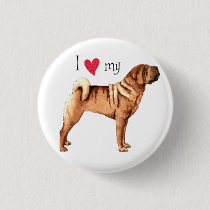 Ik hou van mijn Chinese Shar-Pei Ronde Button 3,2 Cm