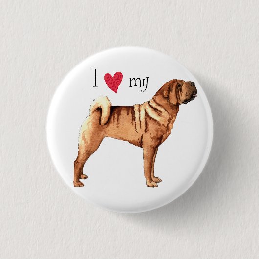 Ik hou van mijn Chinese Shar-Pei Ronde Button 3,2 Cm (Voorkant)