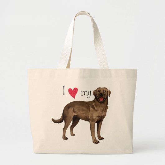 Ik hou van mijn chocolade lab grote tote bag (Voorkant)