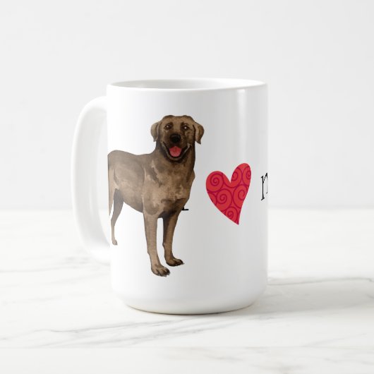 Ik hou van mijn chocolade lab koffiemok (Voorkant links)
