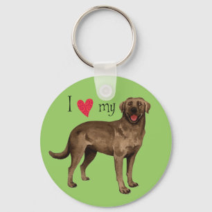 Ik hou van mijn chocolade lab sleutelhanger