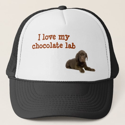 Ik hou van mijn chocoladelab-pet trucker pet (Voorkant)