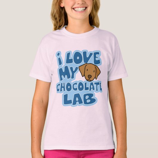 Ik hou van mijn Chocolate Lab Girl's Ringer TShirt (Voorkant)