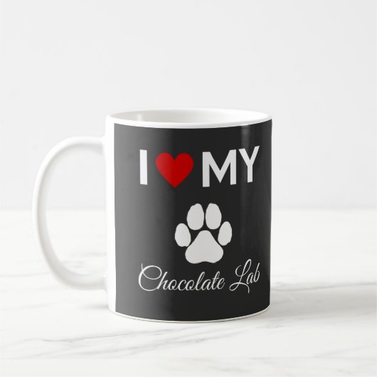 Ik hou van mijn Chocolate Lab hond aangepaste teks Koffiemok (Links)