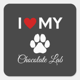 Ik hou van mijn Chocolate Lab hond aangepaste teks Vierkante Sticker