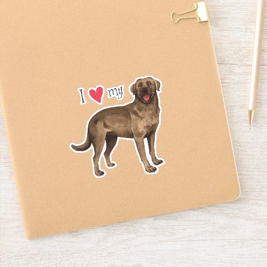Ik hou van mijn Chocolate Lab Vinyl Sticker (Notitieboek)