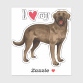 Ik hou van mijn Chocolate Lab Vinyl Sticker (Vel)