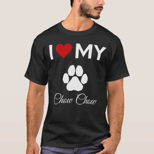 Ik hou van mijn Chow Chow hond aangepaste tekst T-shirt (Voorkant)