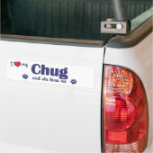 Ik hou van mijn Chug (Vrouw Dog) Bumpersticker (Op Truck)