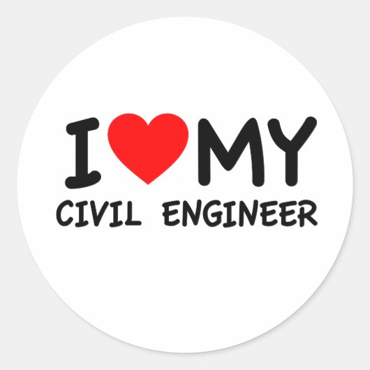 Ik hou van mijn civiele ingenieur ronde sticker (Voorkant)