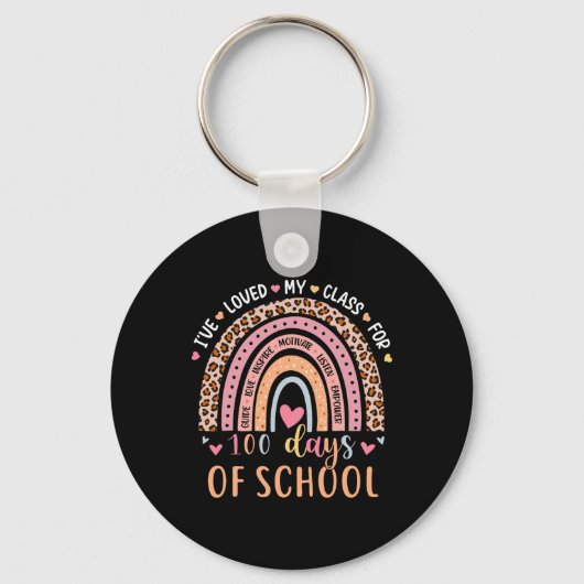 Ik hou van mijn CL voor 100 dagen school regenboog Sleutelhanger (Voorkant)